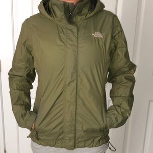 Olive green rain jacket